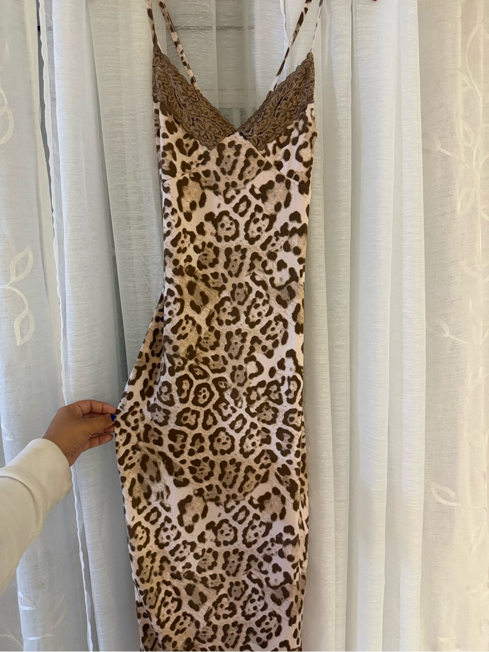 J for Justify Leopard-Print Slip Maxi Dress in Brown and Tan